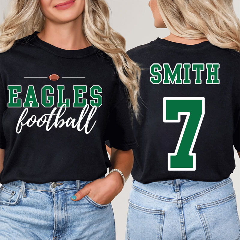 Personalized Mascot Sport Name And Number Game Day Teacher Two Sided T-Shirt