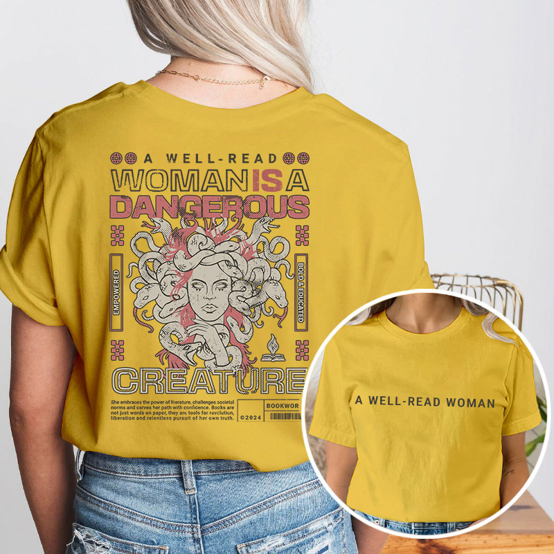 A Well Read Woman Teacher Two Sided T-Shirt