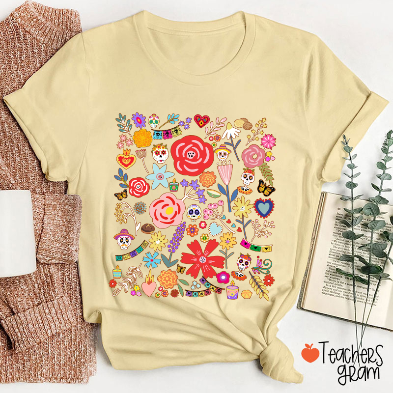 Dia De Los Muertos Mexican Art Spanish Teacher T-Shirt