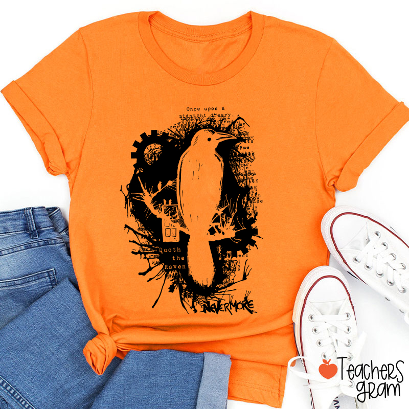 Nevermore Raven Halloween Teacher T-Shirt