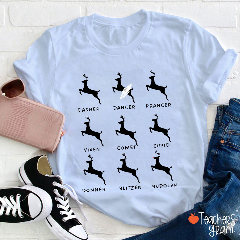 Dancing Reindeer Teacher T-Shirt