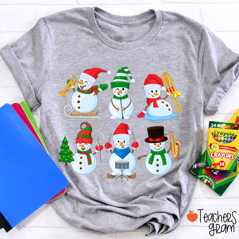 Snowman Band Christmas Teacher T-Shirt