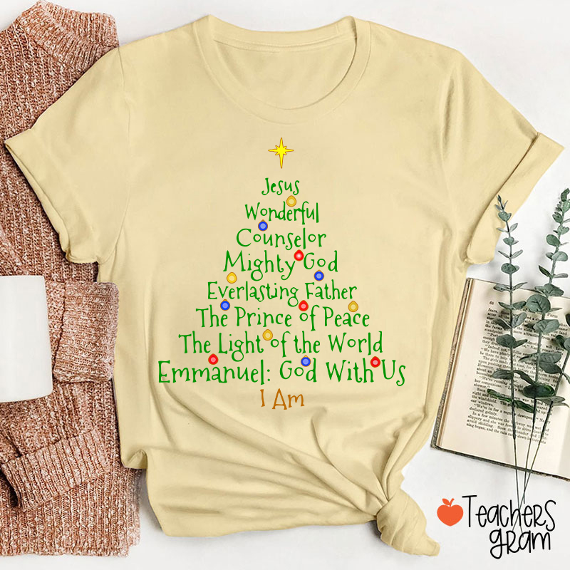 Jesus Wonderful Christmas Tree Teacher T-Shirt