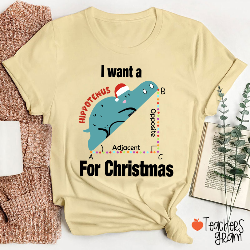 I Want A Hippotenus For Christmas Teacher T-Shirt