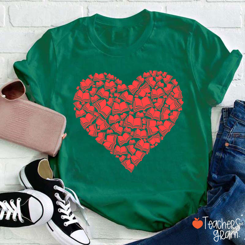 Love Books Valentine Teacher T-Shirt