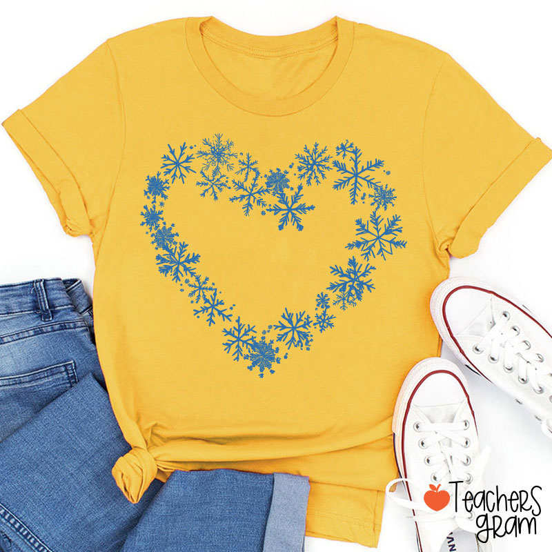 Snowflakes Heart Teacher T-Shirt