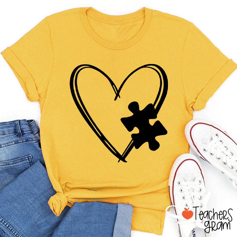 Love Autism Puzzle Teacher T-Shirt