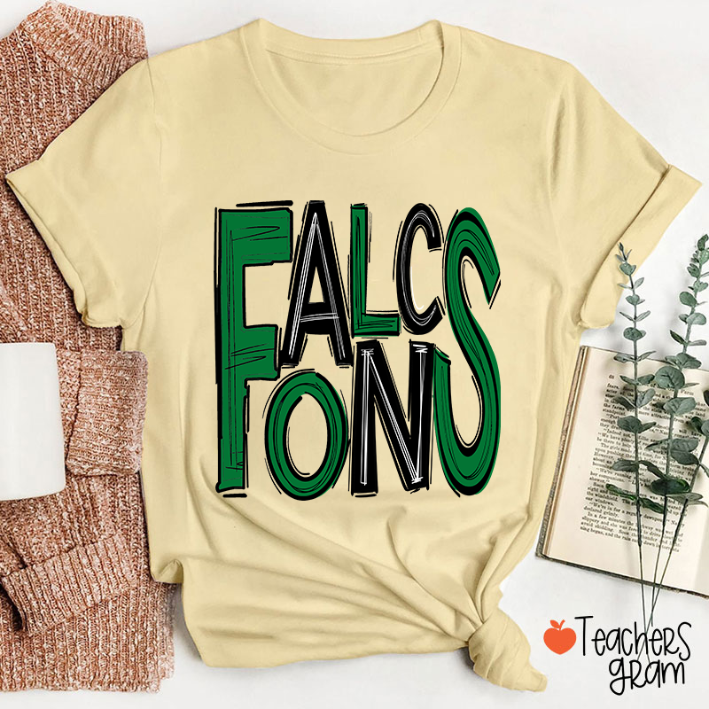 Personalized Mascot Doodle Letter Teacher T-Shirt