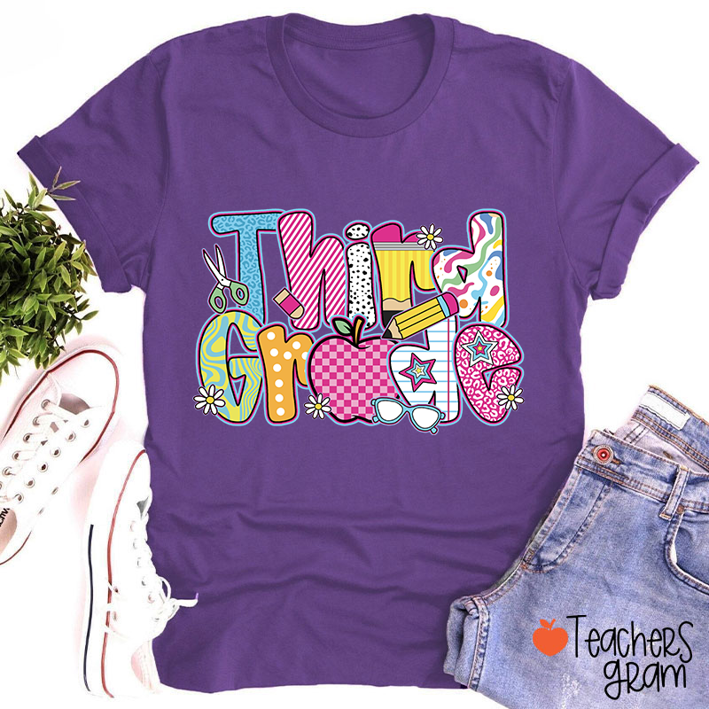 Personalized Grade Apple First Day Teacher T-Shirt