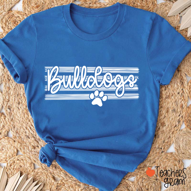 Personalized Mascot On Stripes Spirit Game Day Teacher T-Shirt