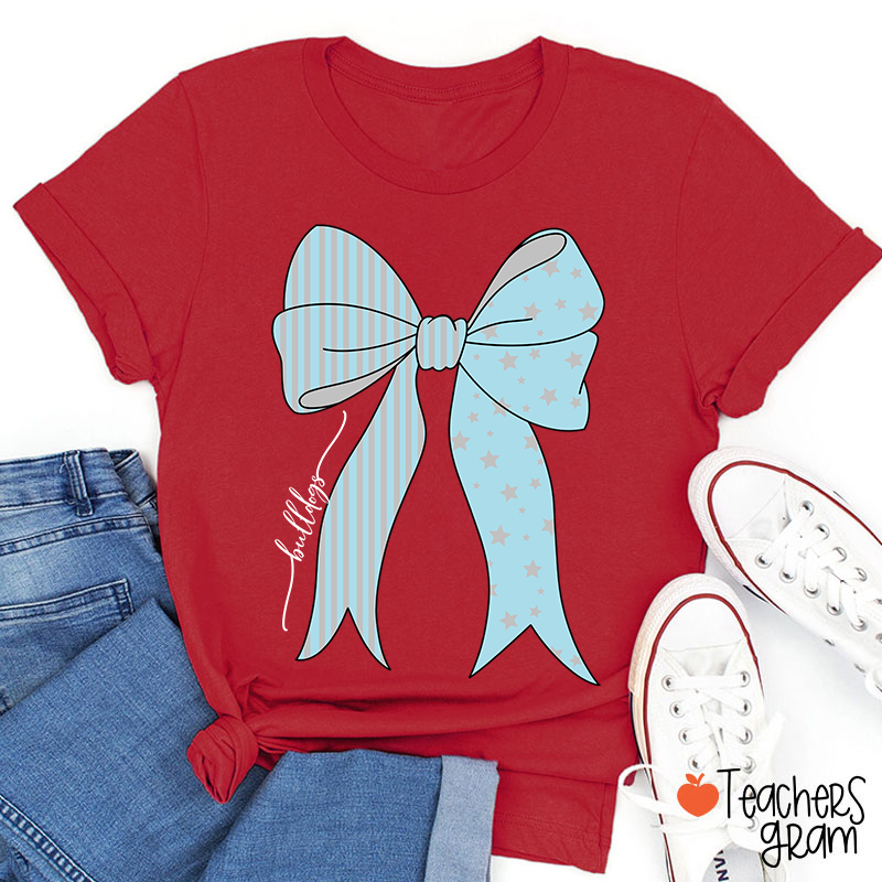 Personalized Mascot Stars And Stripes Bow Teacher T-Shirt