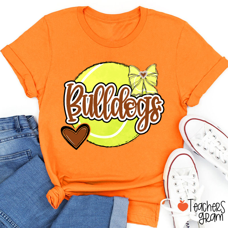 Personalized Mascot And Sport Love Heart Bow School Spirit Teacher T-Shirt