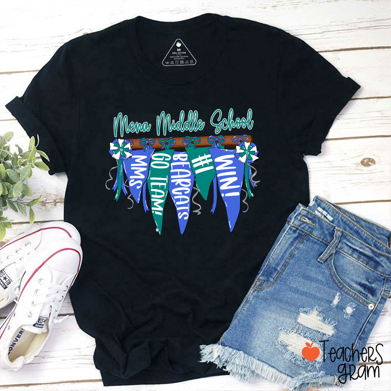 Personalized Mascot Pennant Banner Flag Teacher T-Shirt