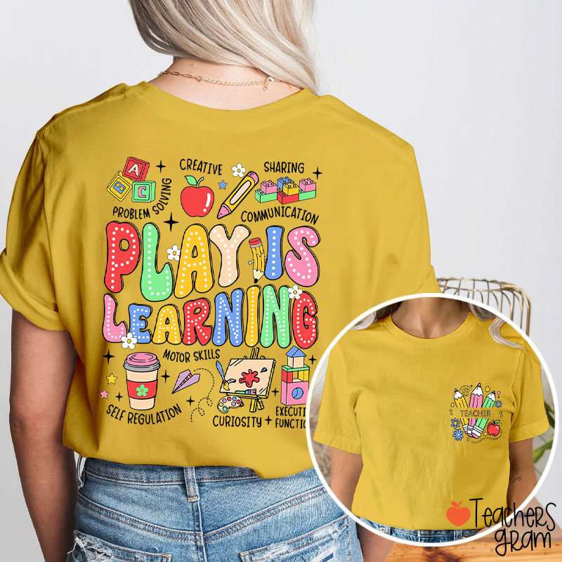 Personalized Text Play Is Learning Teacher Two Sided T-Shirt
