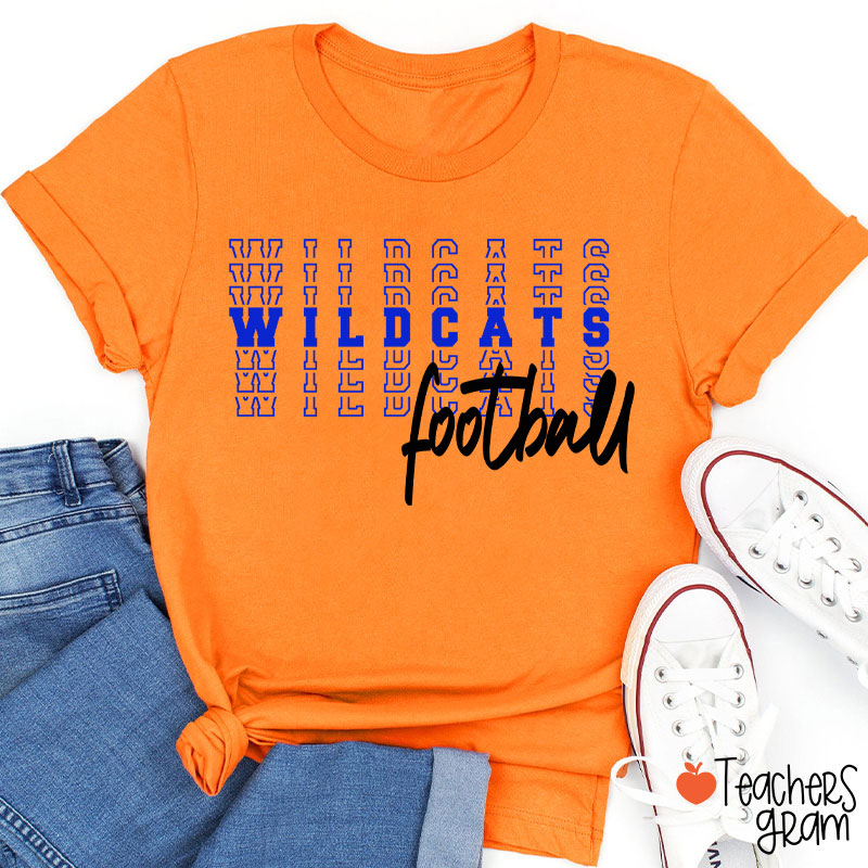 Personalized Mascot Text Stacking Teacher T-Shirt