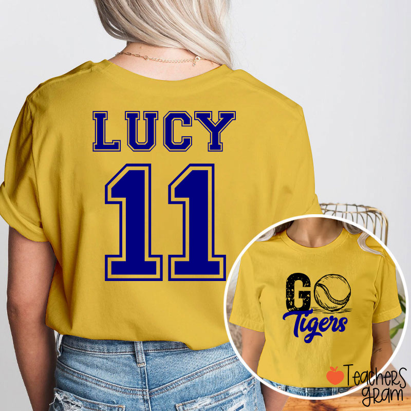 Personalized Mascot And Sport Go Game Day Teacher Two Sided T-Shirt