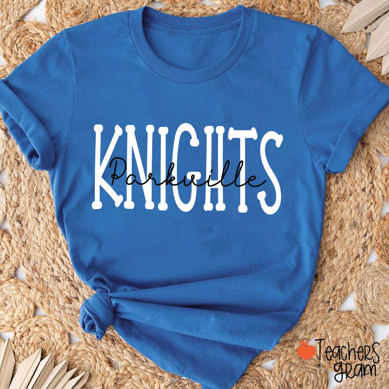 Personalized Mascot School Spirit Simple Contrasting Color Design Teacher T-Shirt