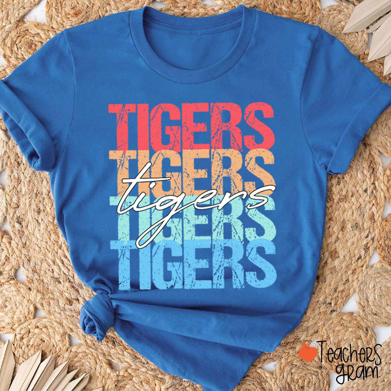 Personalized Mascot Retro Distressed School Spirit Teacher T-Shirt