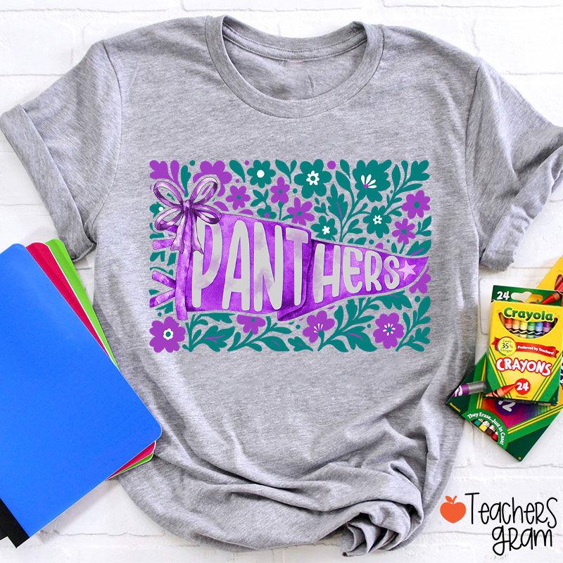 Personalized Mascot Pennant Flowes School Spirit Teacher T-Shirt