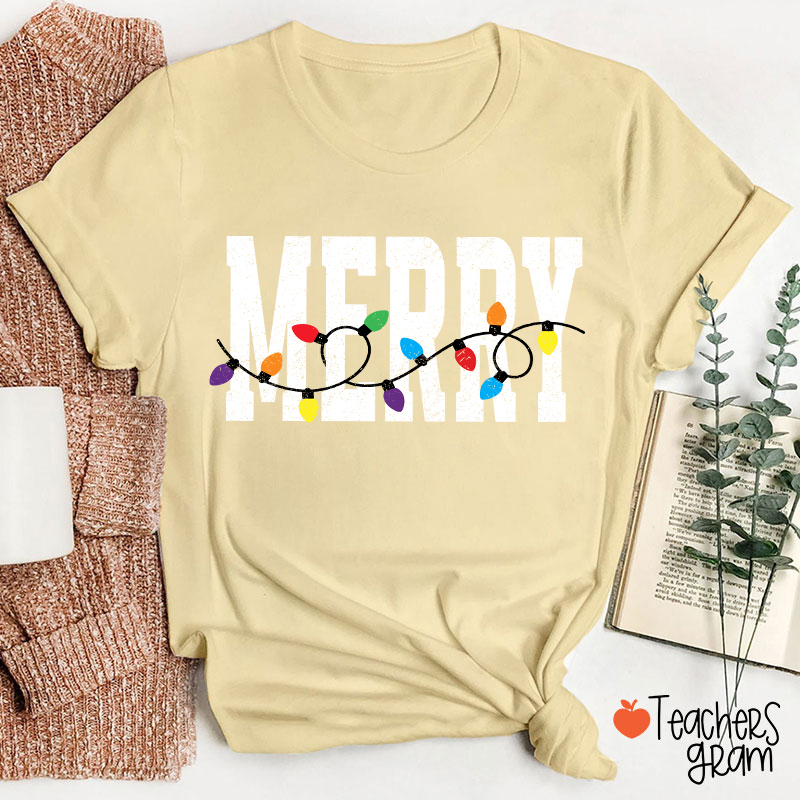 Merry Christmas Lights Teacher T-Shirt