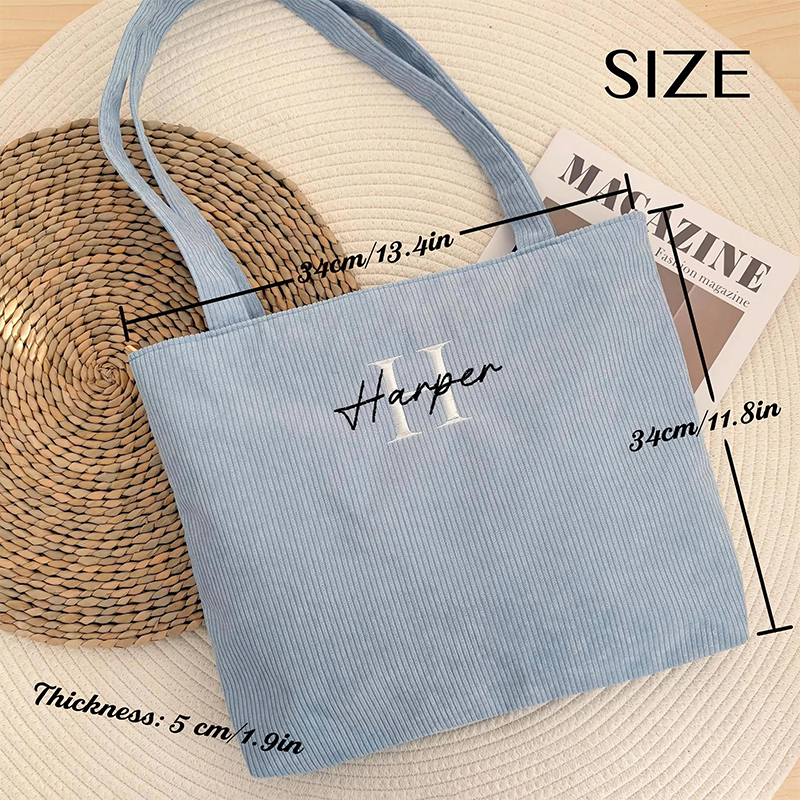Personalised Name And Initial Teacher Corduroy Tote