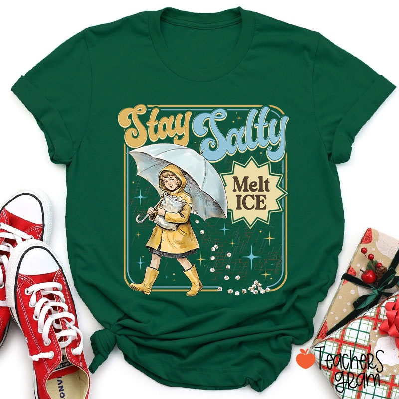 Stay Salty Melt Ice Subtle Anti Ice Teacher T-Shirt-Teachersgram