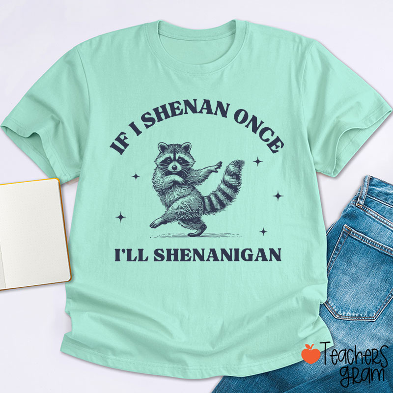 If I Shenan Once I'll Shenanigan Raccoon Teacher T-Shirt