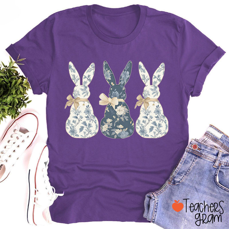 Coquette Bow Easter Bunny Teacher T-Shirt