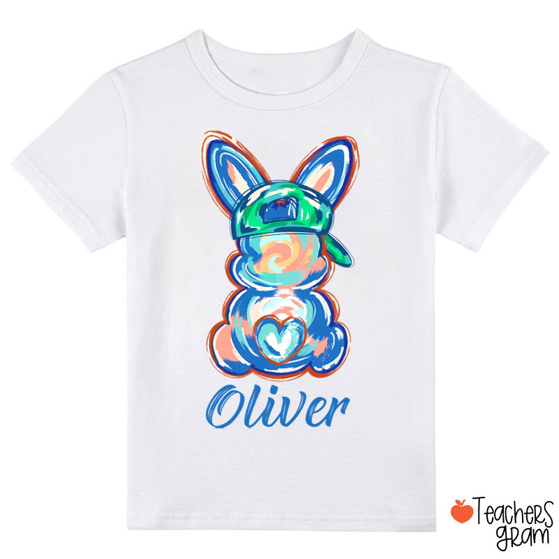 Personalized Name Watercolor Bunny Easter Class T-Shirt