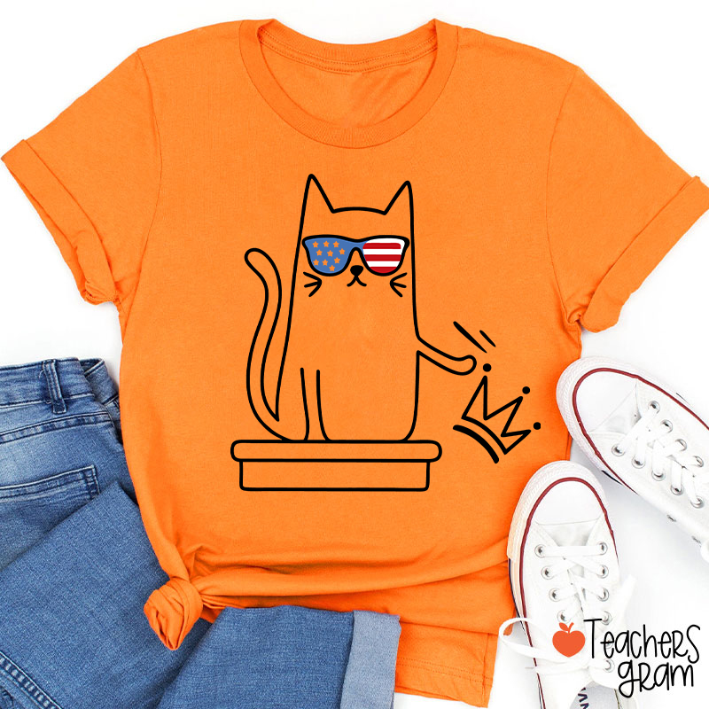 Cat No Kings In America Teacher T-Shirt