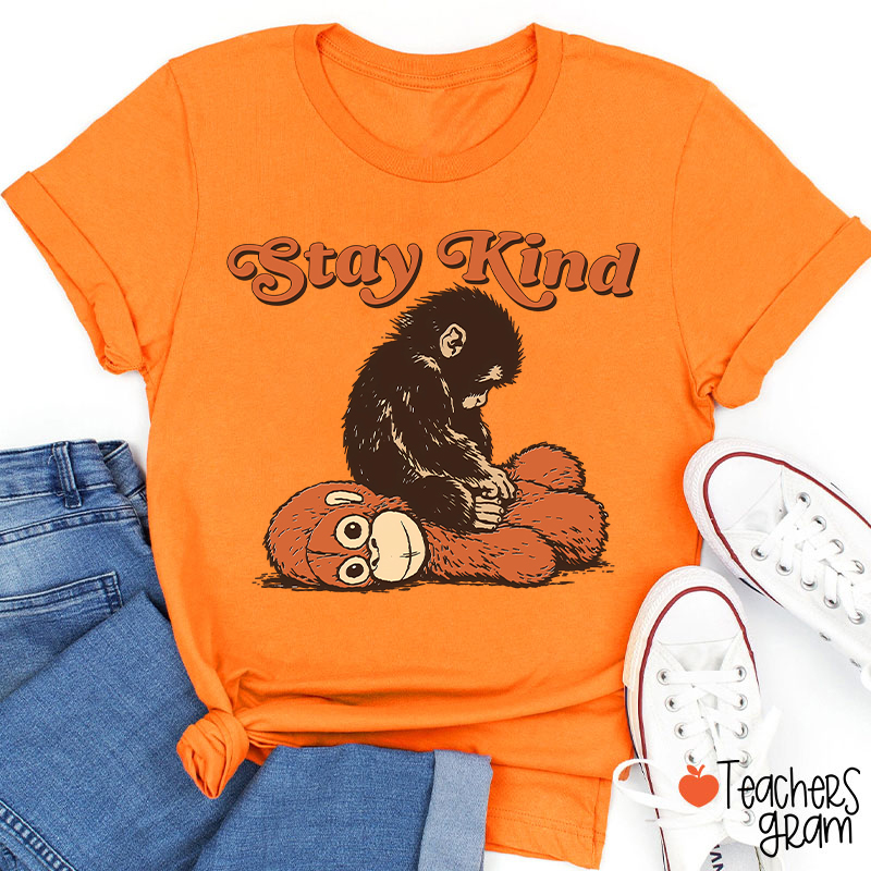 Punch Monkey Stay Kind Teacher T-Shirt