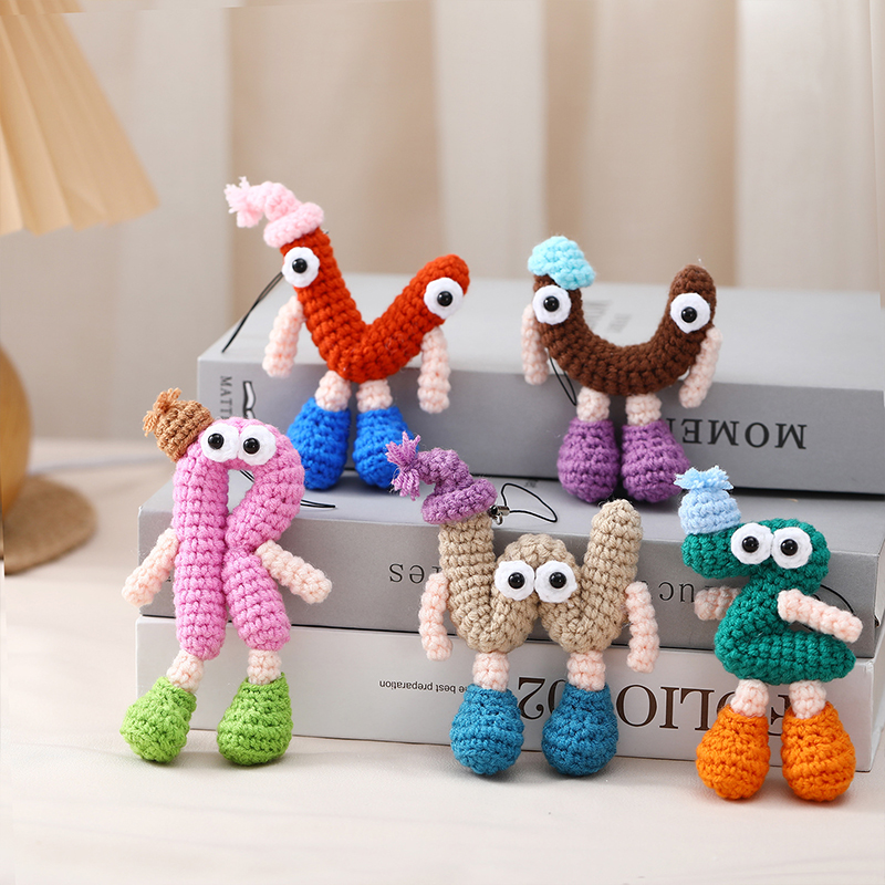 Fun Crocheted Alphabet English Letter Keychain