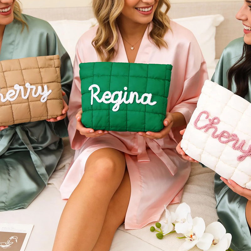 Personalized Quilted Nylon Makeup Bag