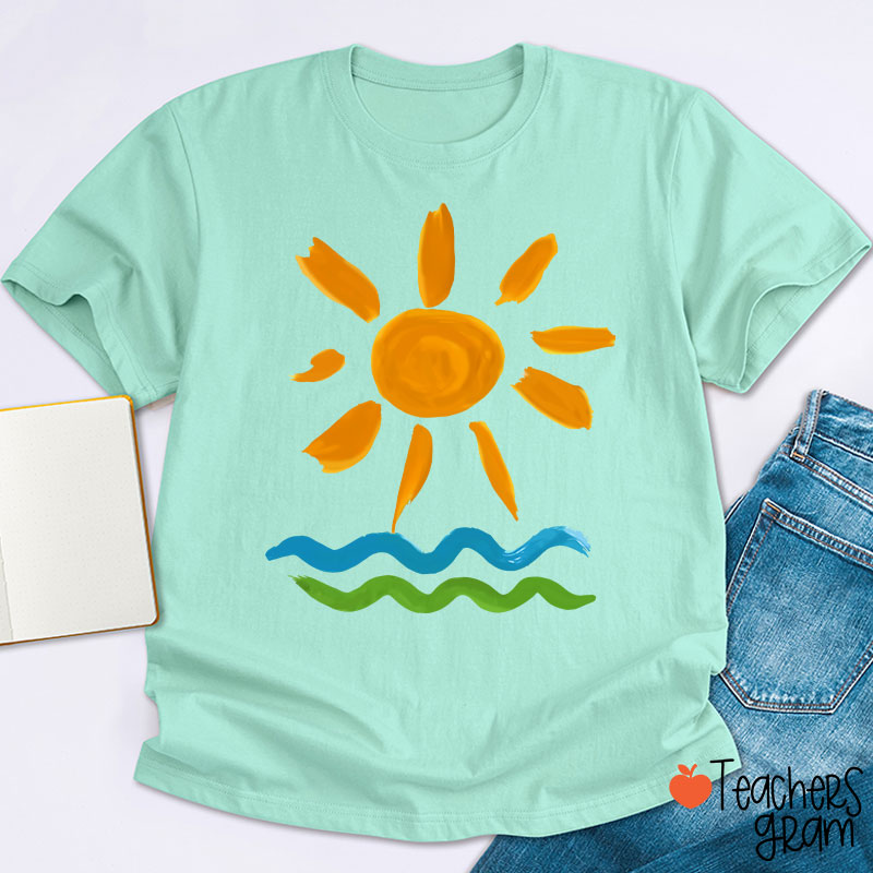 Hello Sunshine Summer Beach Teacher T-Shirt