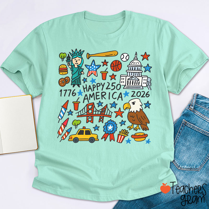  America 250th Anniversary Teacher T-Shirt