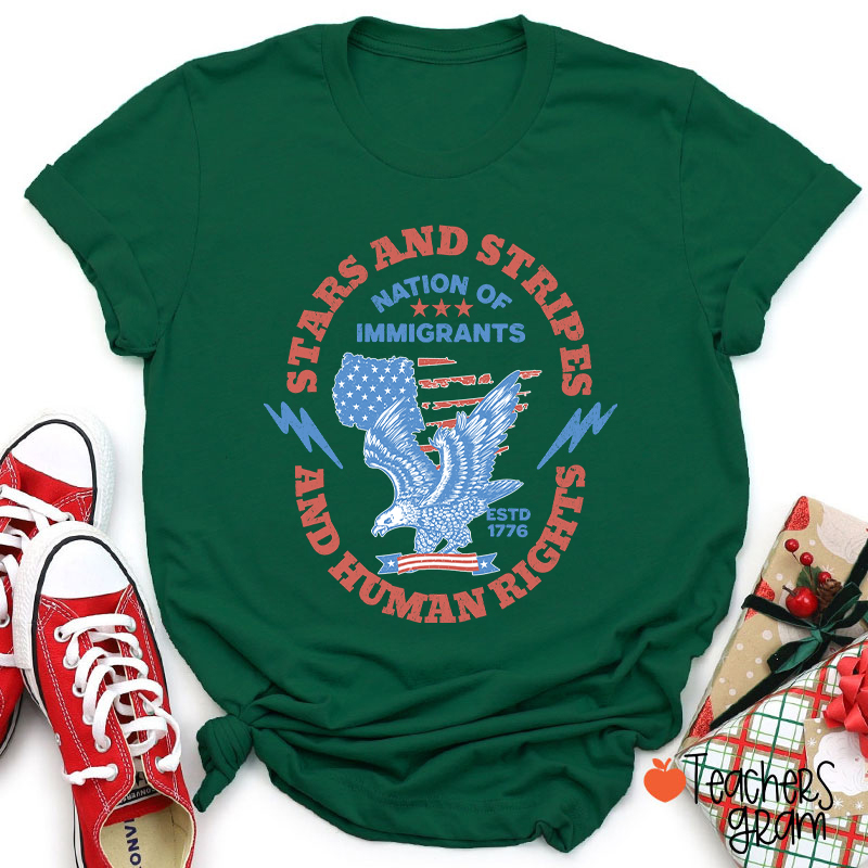 Stars Stripes And Human Rights Teacher T-Shirt