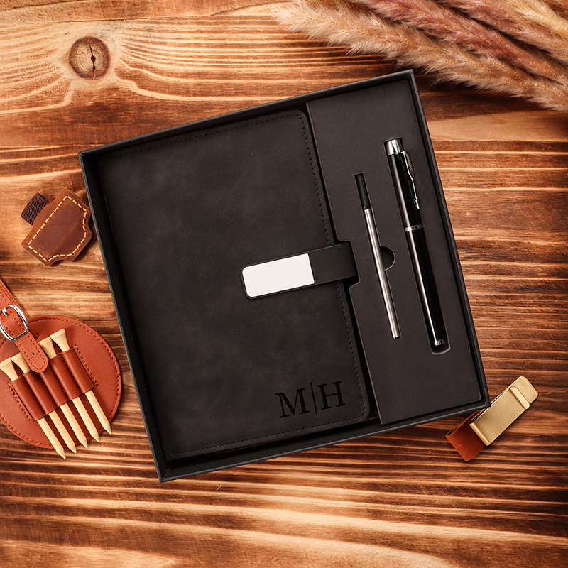 Personalized Name Leather Notebook Set