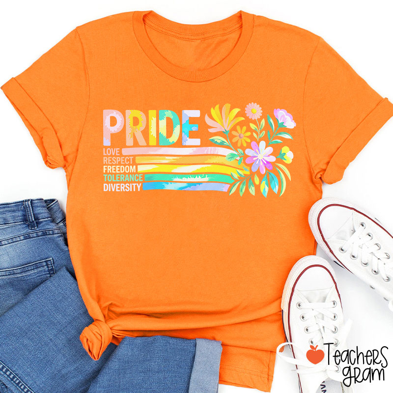 Pride Love Respect Freedom Tolerance Diversity Teacher T-Shirt