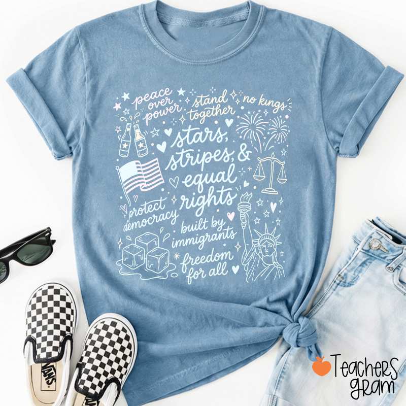 Doodle USA Political Equal Rights Teacher T-Shirt
