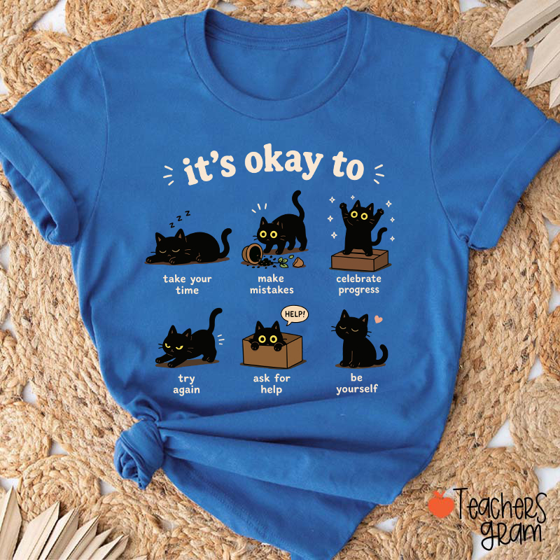 Black Cats It's Okay To Take Your Time Teacher T-Shirt