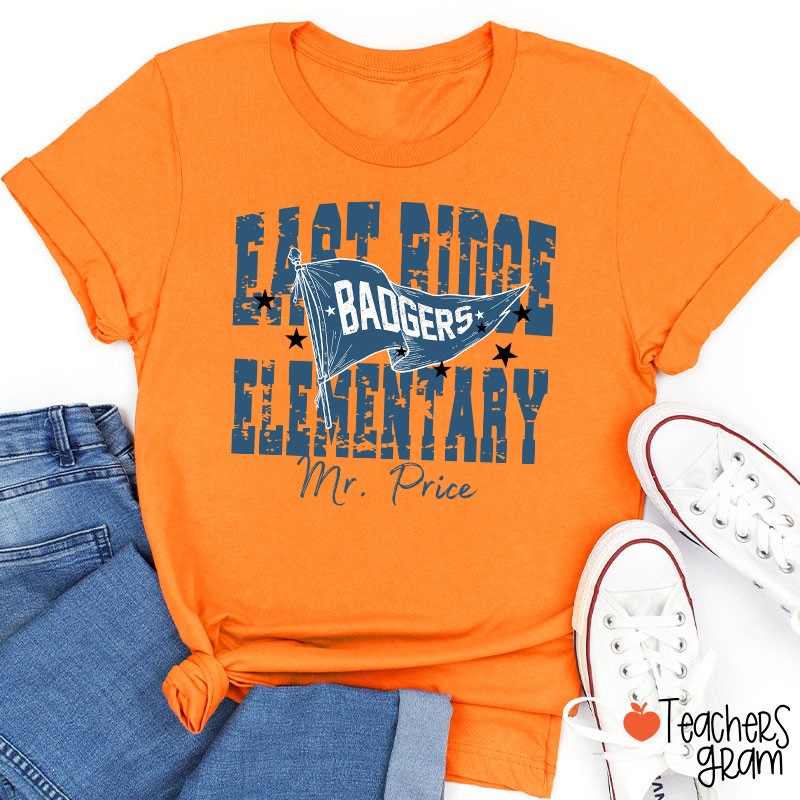 Personalized School Mascot Pennant Flag Teacher T-Shirt