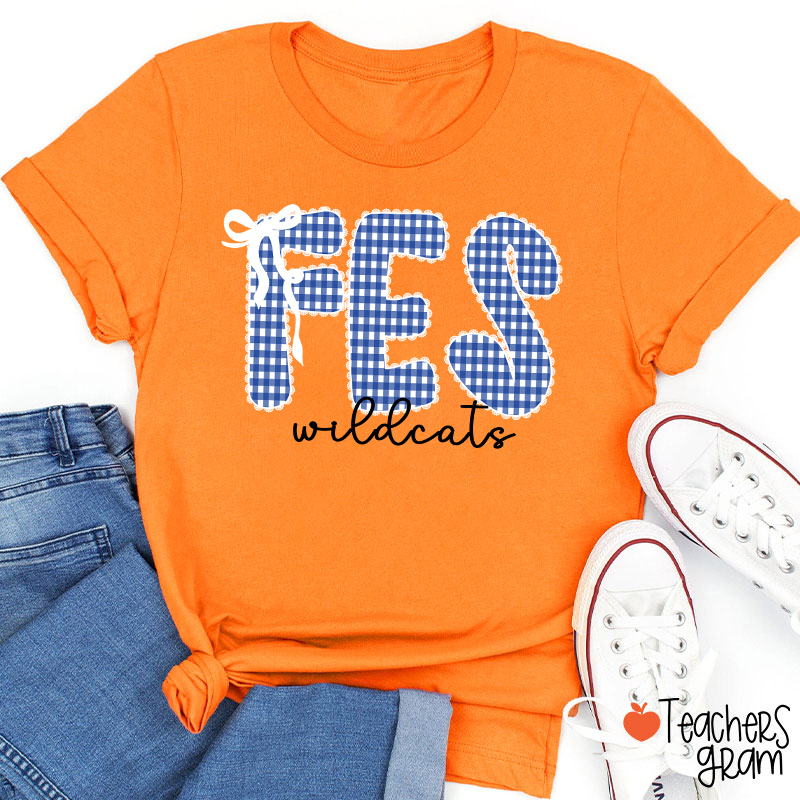 Personalized Gingham School Spirit Teacher T-Shirt
