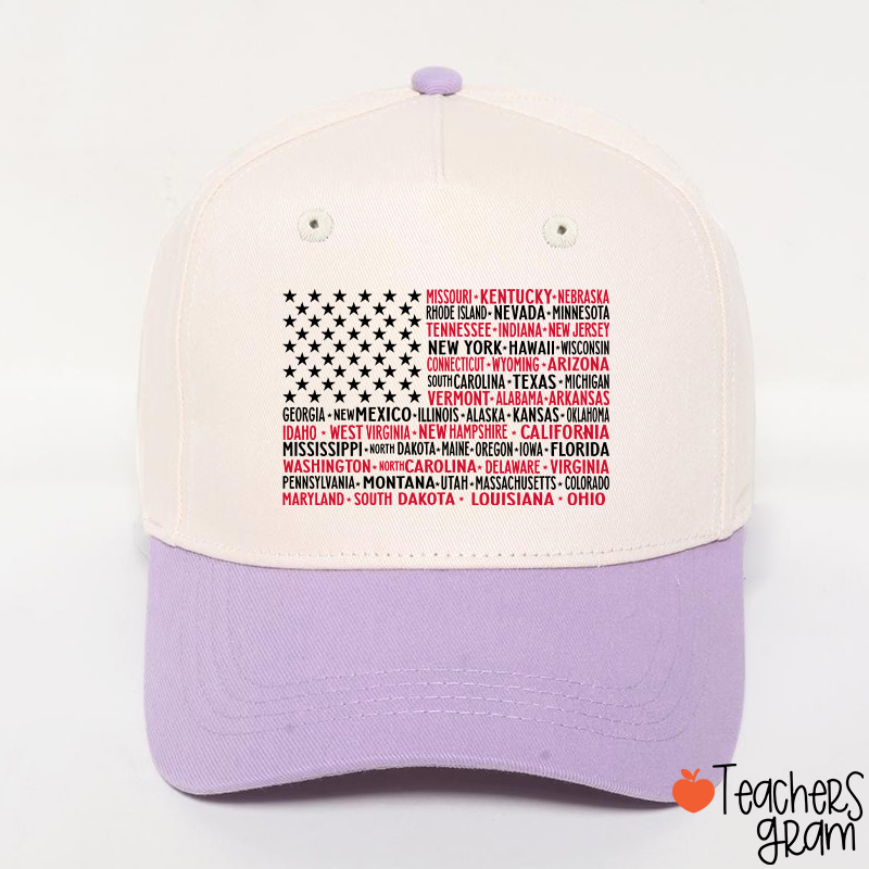 Vintage American Flag 4th Of July Teacher Baseball Cap