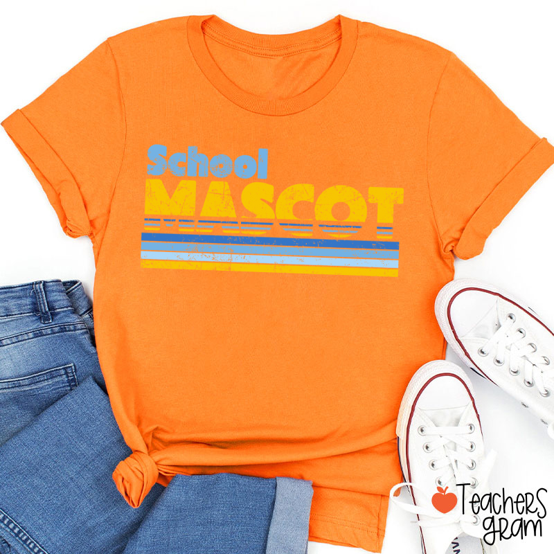 Personalized Mascot And School Name Contrast Color Line Design Teacher T-Shirt