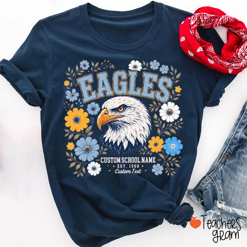 Personalized Mascot Floral Est Custom Text Teacher T-Shirt