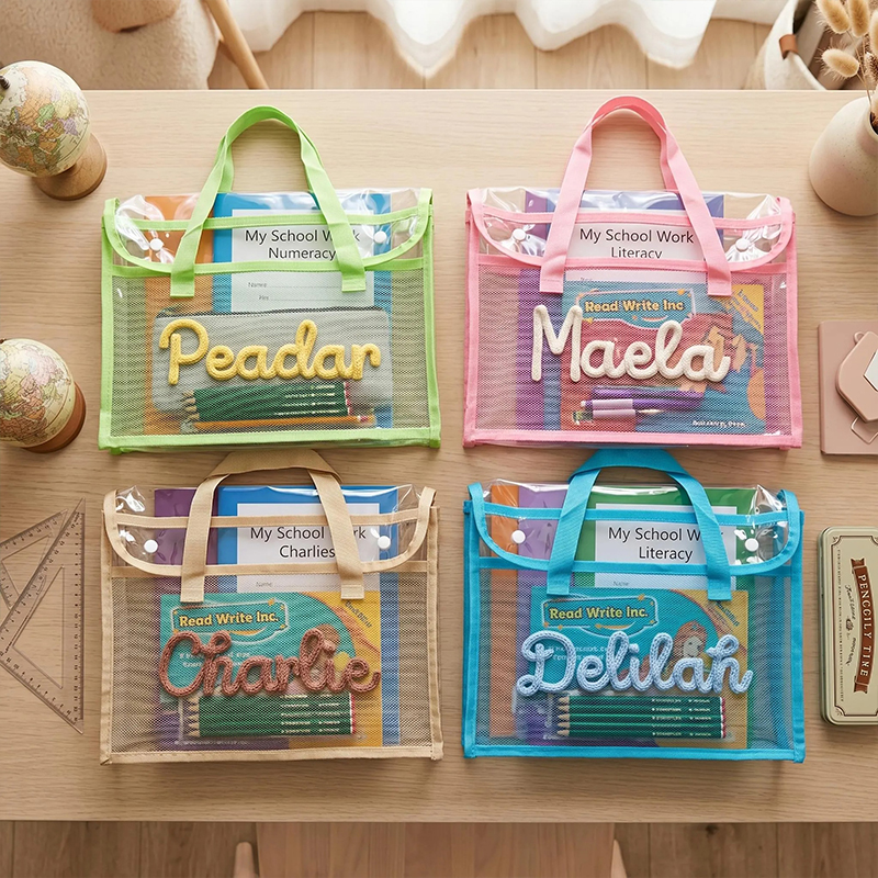 Personalised Name Clear Waterproof School Book Bag