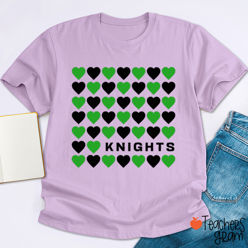 Personalized Mascot Team Color Heart Teacher T-Shirt