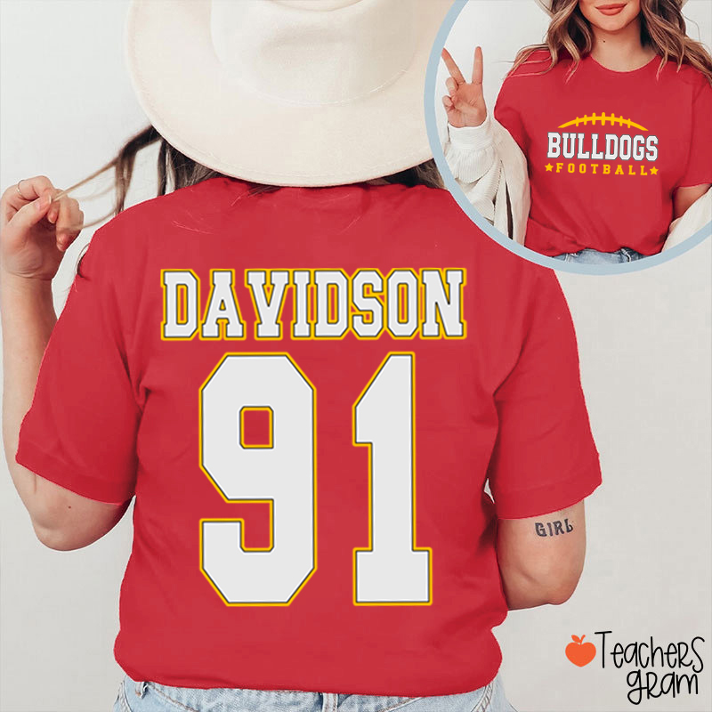 Personalized Name And Sport Number Teacher Two Sided T-Shirt