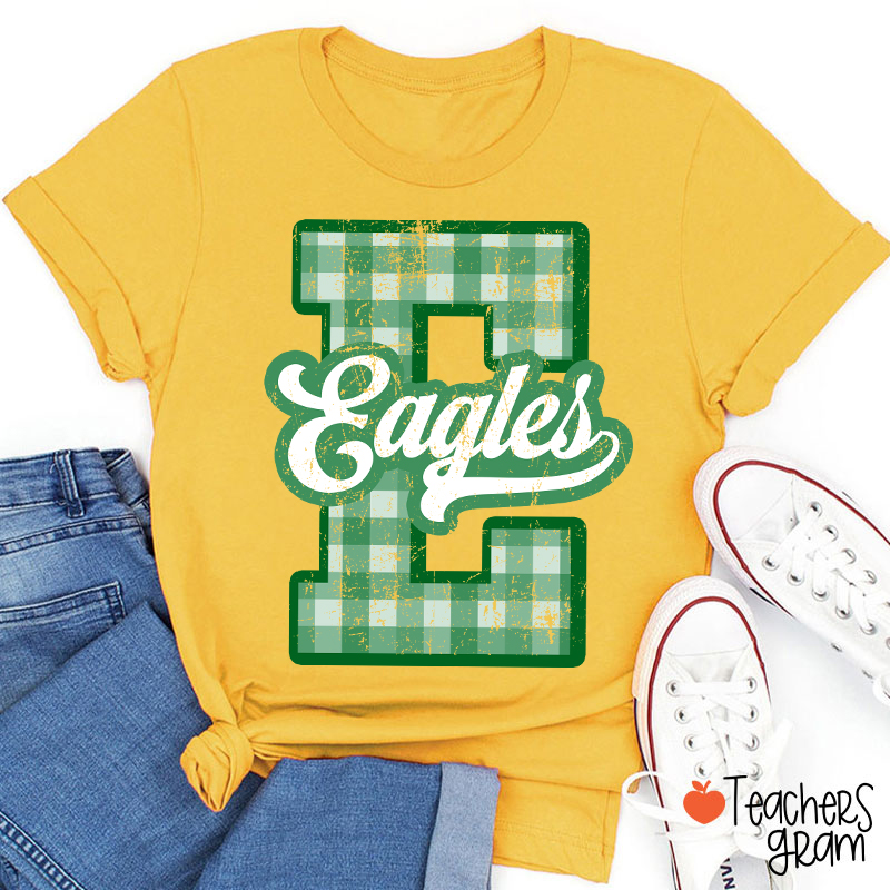 Personalized Mascot Sport Gingham Varsity Teacher T-Shirt