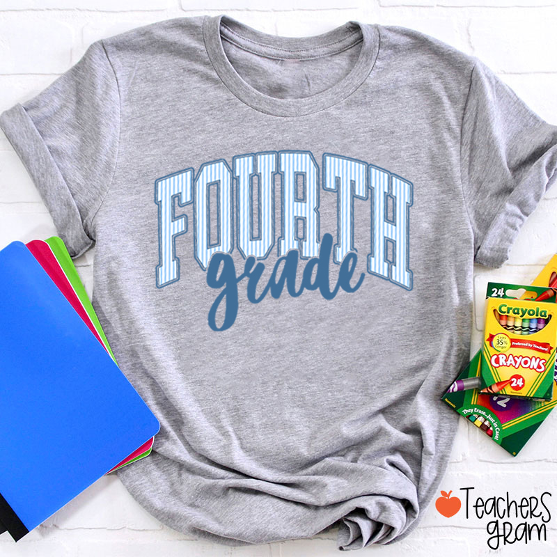 Personalized Grade Striped Varsity Teacher T-Shirt